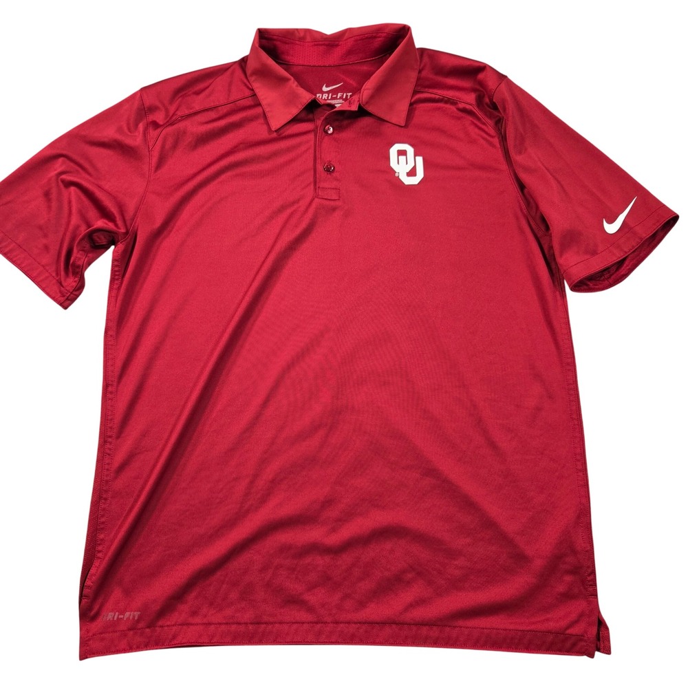 Oklahoma Sooners Polo Shirt Mens Medium Red Nike Dri-FIT OU Sooners FA13BID